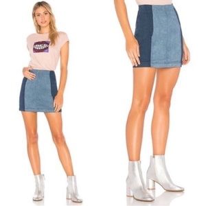 Free People Modern Femme Color Block Denim Mini Skirt 12